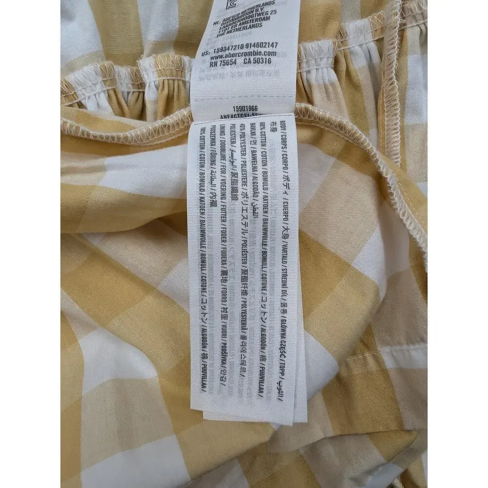 Abercrombie & Fitch Smocked Maxi Dress Women XS Petite Gingham Tiered Minimalist